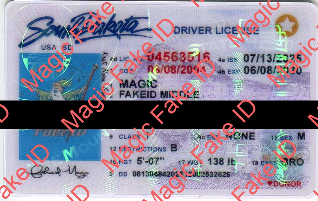 South Dakota Driver License PolyCard - Magic Fake IDs | Scannable Fake IDS | South Dakota fake id