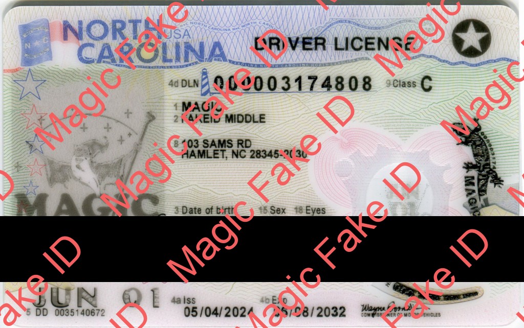 New North Carolina Driver License O21 Polycarbonate - Magic Fake IDs | North Carolina fake id