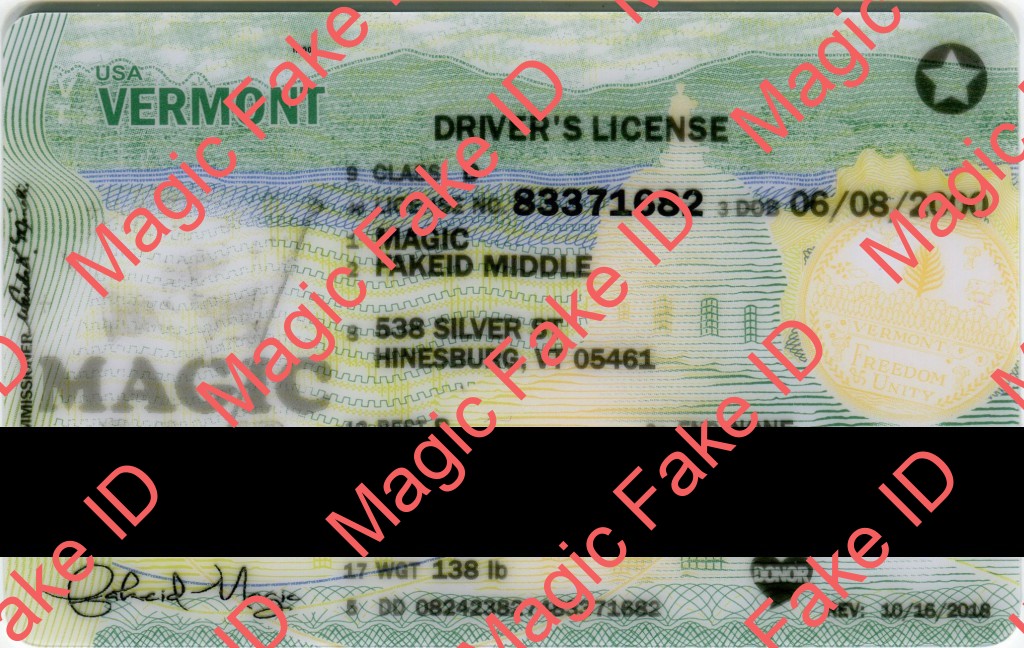 Vermont Driver License Polycarbonate 2023 - Magic Fake IDs